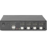 Digitus Conmutador KVM, 4 puertos, pantalla simple, 4K, HDMI®, Switch KVM negro, 4 puertos, pantalla simple, 4K, HDMI®, 3840 x 2160 Pixeles, 4K Ultra HD, Negro