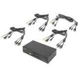 Digitus Conmutador KVM, 4 puertos, pantalla simple, 4K, HDMI®, Switch KVM negro, 4 puertos, pantalla simple, 4K, HDMI®, 3840 x 2160 Pixeles, 4K Ultra HD, Negro