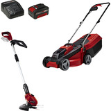 EINHELL Set cortacésped a batería Power X-Change GE-CM 18/30 + recortadora de césped GE-CT 18 rojo/Negro