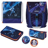 Herlitz FiloLight Plus Flower Galaxy Game, Cartera de escuela azul oscuro/Naranja