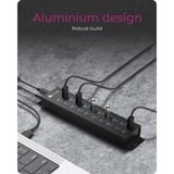 ICY BOX 61076, Hub USB negro