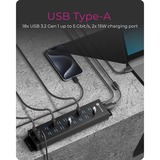 ICY BOX 61076, Hub USB negro