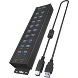 ICY BOX IB-HUB1720-U3 USB 3.2 Gen 1 (3.1 Gen 1) Type-B Negro, Hub USB negro, USB 3.2 Gen 1 (3.1 Gen 1) Type-B, USB 3.2 Gen 1 (3.1 Gen 1) Type-A, Negro, Aluminio, Access, Poder, 0,8 m
