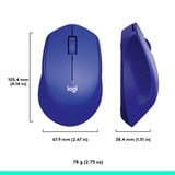 Logitech M330 SILENT PLUS, Ratón azul, mano derecha, Óptico, RF inalámbrico, 1000 DPI, Azul
