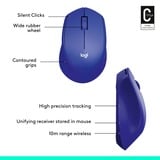 Logitech M330 SILENT PLUS ratón mano derecha RF inalámbrico Óptico 1000 DPI azul, mano derecha, Óptico, RF inalámbrico, 1000 DPI, Azul
