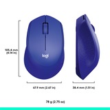 Logitech M330 SILENT PLUS ratón mano derecha RF inalámbrico Óptico 1000 DPI azul, mano derecha, Óptico, RF inalámbrico, 1000 DPI, Azul