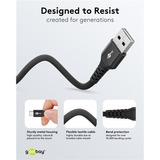 goobay Cable textil USB 2.0 supersuave, conector USB-A > conector USB-C negro