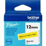 Brother BTAG-631 cinta para impresora de etiquetas Negro sobre amarillo, Cinta de escritura Negro sobre amarillo, Filipinas, 5 año(s), Brother, P-touch PT-N10, PT-N20, PT-N25BT, 1,2 cm