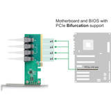 DeLOCK Tarjeta PCI Express x16 a 4 x interno SFF-8643 NVMe - LP, Tarjeta de interfaz 