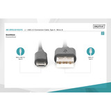 Digitus Cable de conexión USB 2.0 USB-A (conector) > Micro-USB (conector) negro