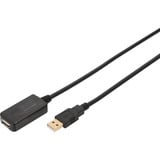 Digitus Cable de extensión USB 2.0 activo, 5 metros, Cable alargador negro