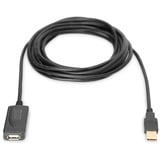 Digitus Cable de extensión USB 2.0 activo, 5 metros, Cable alargador negro