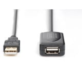 Digitus Cable de extensión USB 2.0 activo, 5 metros, Cable alargador negro