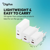 Digitus Cargador USB GaN 45W, 1x USB-C, 1x USB-A blanco