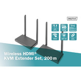 Digitus Set extensor KVM HDMI inalámbrico, Alargador de HDMI negro