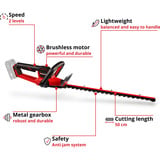 EINHELL Tijera profesional para setos a batería GP-CH 18/50 Li BL-Solo, 18Volt, Cortasetos rojo/Negro