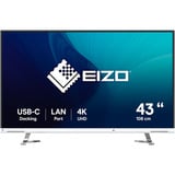 EIZO FlexScan EV4340X-WT LED display 108 cm (42.5") 3840 x 2160 Pixeles 4K Ultra HD Blanco, Monitor LED blanco, 108 cm (42.5"), 3840 x 2160 Pixeles, 4K Ultra HD, LED, 5 ms, Blanco