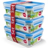 Emsa 508558 recipiente de almacenar comida Rectangular Caja 1 L Azul, Transparente 3 pieza(s) transparente/Azul, Caja, Rectangular, 1 L, Azul, Transparente, Polipropileno (PP), Elastómero termoplástico (TPE), Alemania
