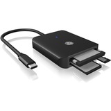 ICY BOX IB-CR403-C3 lector de tarjeta USB 3.2 Gen 1 (3.1 Gen 1) Type-C Negro, Lector de tarjetas negro, CFast, MicroSD (TransFlash), SD, Negro, 6000 Mbit/s, Aluminio, Plástico, Access, Poder, 2 GB