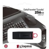 Kingston DataTraveler Exodia unidad flash USB 256 GB USB tipo A 3.2 Gen 1 (3.1 Gen 1) Negro, Lápiz USB negro/Rojo, 256 GB, USB tipo A, 3.2 Gen 1 (3.1 Gen 1), Tapa, 11 g, Negro