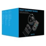 Logitech Heavy Equipment Bundle Negro USB 2.0 Volante + Pedales Analógico/Digital PC, Conjunto de simulador negro/Gris, Volante + Pedales, PC, Analógico/Digital, 900°, Alámbrico, USB 2.0