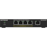 Netgear GS305PP No administrado Gigabit Ethernet (10/100/1000) Energía sobre Ethernet (PoE) Negro, Interruptor/Conmutador negro, No administrado, Gigabit Ethernet (10/100/1000), Bidireccional completo (Full duplex), Energía sobre Ethernet (PoE), Montaje de pared
