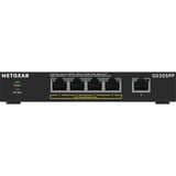 Netgear GS305PP No administrado Gigabit Ethernet (10/100/1000) Energía sobre Ethernet (PoE) Negro, Interruptor/Conmutador negro, No administrado, Gigabit Ethernet (10/100/1000), Bidireccional completo (Full duplex), Energía sobre Ethernet (PoE), Montaje de pared