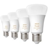 Philips Hue Bombilla inteligente A60 - E27 - 800 (paquete de 4), Lámpara LED Philips Hue White ambiance Bombilla inteligente A60 - E27 - 800 (paquete de 4), Bombilla inteligente, Blanco, Bluetooth/Zigbee, LED, E27, Luz fría, Blanco cálido