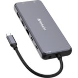 Verbatim CMH-14 USB Tipo C 5000 Mbit/s Plata, Estación de acoplamiento gris, USB Tipo C, HDMI, RJ-45, USB 2.0, USB 3.2 Gen 1 (3.1 Gen 1) Type-A, USB 3.2 Gen 1 (3.1 Gen 1) Type-C, USB Tipo..., MicroSD (TransFlash), SD, 5000 Mbit/s, 60 Hz, Plata