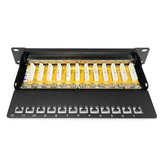 Digitus Panel de conexión CAT 6, clase E, apantallado, Patch Panel negro, clase E, apantallado, RJ-45, Negro, Acero galvanizado, SECC, Montaje en bastidor, 1U, 280 mm