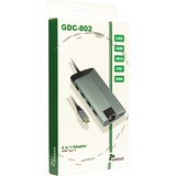 Inter-Tech GDC-802 USB 3.2 Gen 1 (3.1 Gen 1) Type-C 1000 Mbit/s Gris, Estación de acoplamiento USB 3.2 Gen 1 (3.1 Gen 1) Type-C, HDMI, RJ-45, MMC, MicroSD (TransFlash), 1000 Mbit/s, 30 Hz, 3840 x 2160