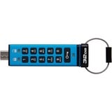 Kingston IronKey Keypad 200C USB-C de 32 GB 200C, FIPS 140-3 nivel 3 AES-256, Lápiz USB FIPS 140-3 nivel 3 AES-256, 32 GB, USB Tipo C, 3.2 Gen 1 (3.1 Gen 1), 145 MB/s, Funda, Azul