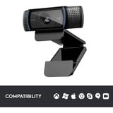 Logitech 960-001055 cámara web 3 MP 1920 x 1080 Pixeles USB Negro, Webcam negro, 3 MP, 1920 x 1080 Pixeles, Full HD, 30 pps, 720p, 1080p, H.264