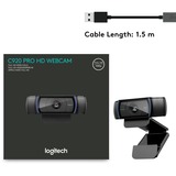 Logitech C920 PRO HD WEBCAM cámara web 15 MP 1920 x 1080 Pixeles USB 2.0 Negro negro, 15 MP, 1920 x 1080 Pixeles, 720p,1080p, H.264, USB 2.0, Negro