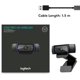 Logitech HD Pro Webcam C920 cámara web 3 MP 1920 x 1080 Pixeles USB 2.0 Negro negro, 3 MP, 1920 x 1080 Pixeles, 720p,1080p, H.264, USB 2.0, Negro