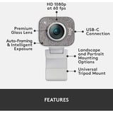 Logitech StreamCam Cámaras web, Webcam blanco, 1920 x 1080 Pixeles, Full HD, 60 pps, 1080p, 2 - 3.7 mm, 0.1 m