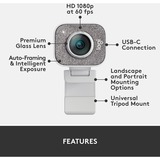 Logitech StreamСam cámara web 1920 x 1080 Pixeles USB 3.2 Gen 1 (3.1 Gen 1) Blanco, Webcam blanco, 1920 x 1080 Pixeles, Full HD, 60 pps, 1080p, 2 - 3.7 mm, 0.1 m