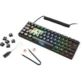 Sharkoon SGK50 S4 teclado USB QWERTY Portugués Negro, Teclado para gaming negro, 60%, USB, QWERTY, LED RGB, Negro