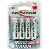 Ansmann Extreme Lithium AA Mignon Batería de un solo uso Litio plateado, Batería de un solo uso, Litio, 4 pieza(s), 10 año(s), Plata, -40 - 60 °C
