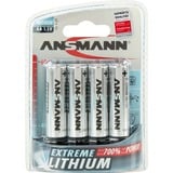 Ansmann Extreme Lithium AA Mignon Batería de un solo uso Litio plateado, Batería de un solo uso, Litio, 4 pieza(s), 10 año(s), Plata, -40 - 60 °C