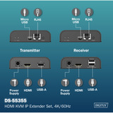 Digitus Set Extensor HDMI KVM IP, Switch KVM negro