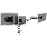 Digitus Soporte de mesa universal triple para LED/LCD con resorte de gas, Soporte de monitor plateado, Abrazadera, 6 kg, 43,2 cm (17"), 68,6 cm (27"), 100 x 100 mm, Negro, Gris