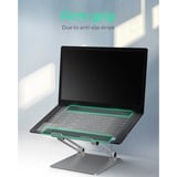 ICY BOX IB-NH300 Soporte para ordenador portátil Plata 43,2 cm (17") gris, Soporte para ordenador portátil, Plata, Aluminio, Silicona, 43,2 cm (17"), 3 kg, 15 cm