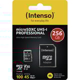 Intenso UHS-I Professional 256 GB microSDXC, Tarjeta de memoria negro