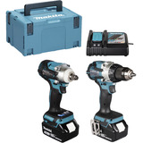 Makita Kit combo de batería DLX2533TJ, taladro atornillador a batería DDF489Z + llave de impacto a batería DTW300Z, 18 voltios, Destornillador azul/Negro