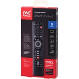 One for all Smart Control 5 mando a distancia IR inalámbrico Audio, Cable, DTT, DVD/Blu-ray, Consola de juegos, Sistema de cine en casa, IPTV, Media player, SAT, STB, TNT, TV, Receptor de televisión Botones negro, Audio, Cable, DTT, DVD/Blu-ray, Consola de juegos, Sistema de cine en casa, IPTV, Media player,..., IR inalámbrico, Botones, Negro