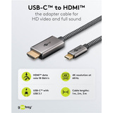 goobay Cable adaptador textil USB, conector USB-C > conector HDMI, 4K / 60Hz negro/Plateado
