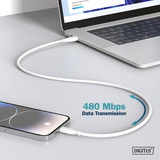 Digitus Cable de conexión USB 2.0 de silicona USB-A > USB-C blanco