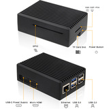 Inter-Tech Carcasa de aluminio Raspberry ODS-739, Caja/Carcasa negro