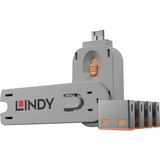 Lindy 40453 bloqueador de puerto Bloqueador de puerto + clave USB tipo A Naranja Acrilonitrilo butadieno estireno (ABS) 5 pieza(s), Protección contra robos naranja, Bloqueador de puerto + clave, USB tipo A, Naranja, Acrilonitrilo butadieno estireno (ABS), 5 pieza(s), Bolsa de plástico
